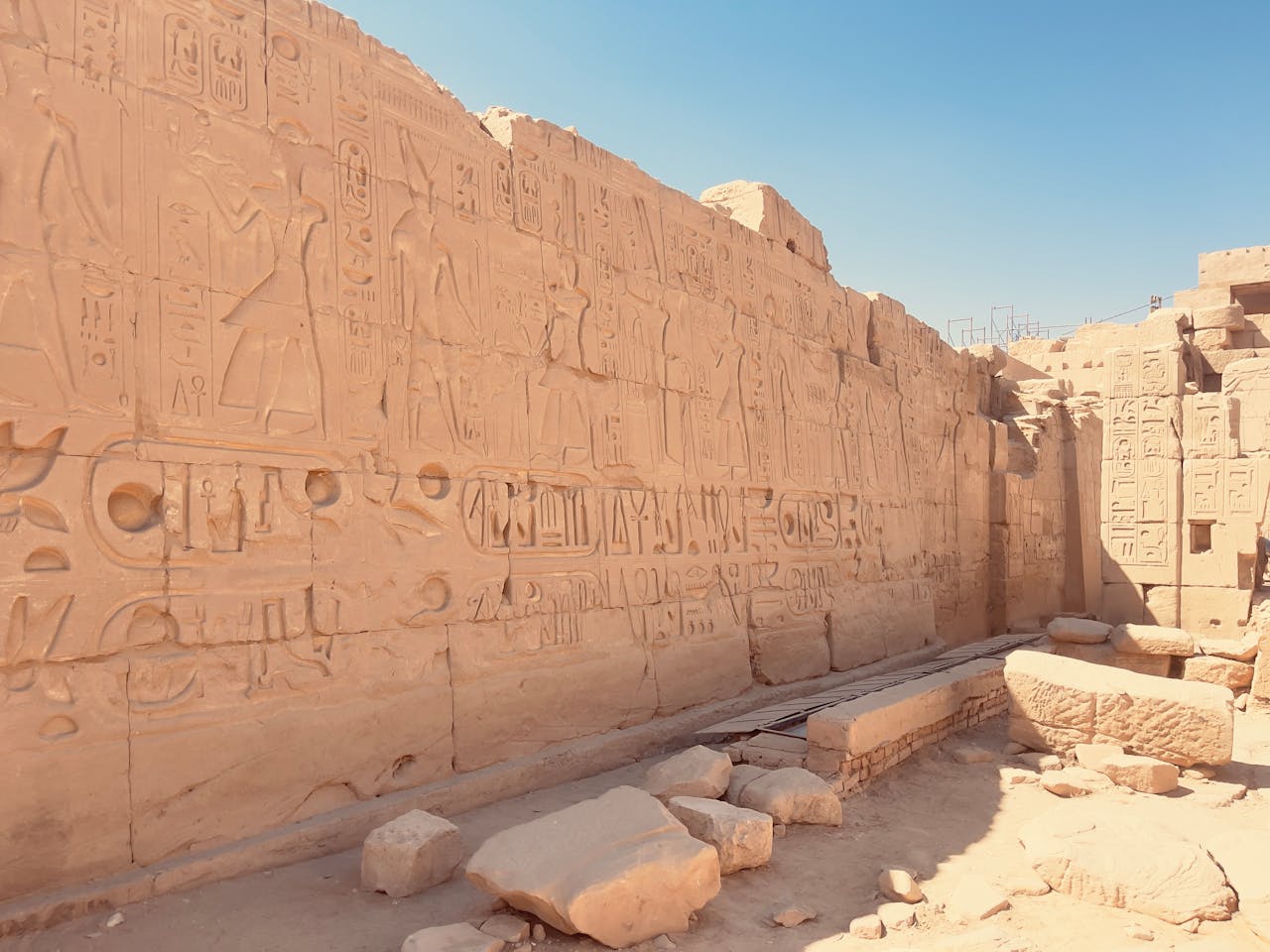 Explore the hieroglyphic-covered walls of Karnak Temple, a marvel of ancient Egyptian architecture.